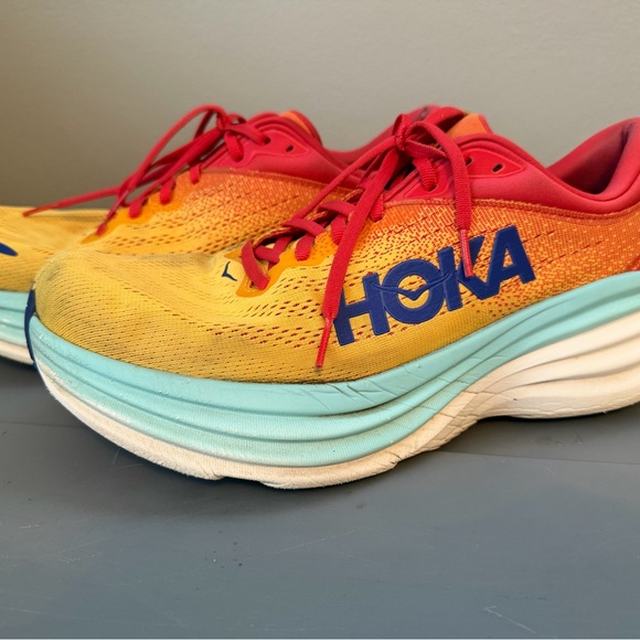 Hoka Red and Yellow Running Shoes - Picture 3 of 10